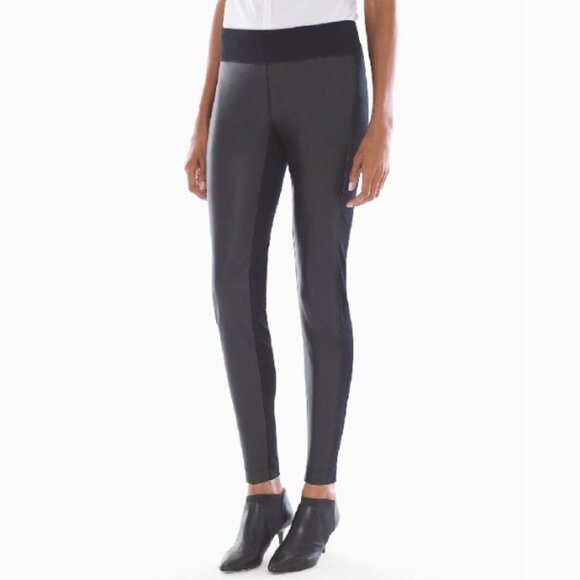 SOMA women's size small S black Smoothing Faux Leather ponte leggings pants - Picture 10 of 10